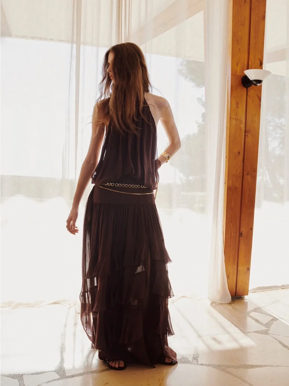 NWT (size small) MANGO HALTER DRESS WITH RUFFLES - Picture 2 of 9